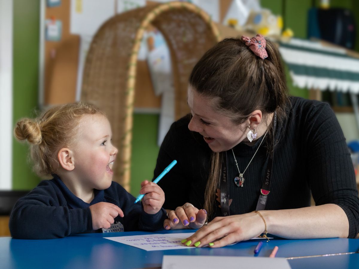 A Westonbirt Nursery child with a teacher