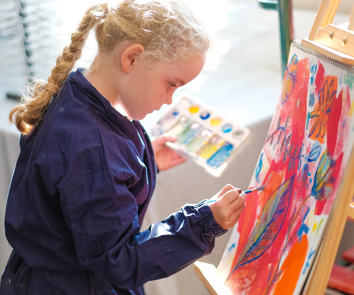 A pupil takes part in an art lesson at Westonbirt Prep School