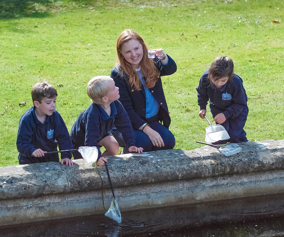 A teacher delivers an outdoor lesson at Westonbirt Prep School