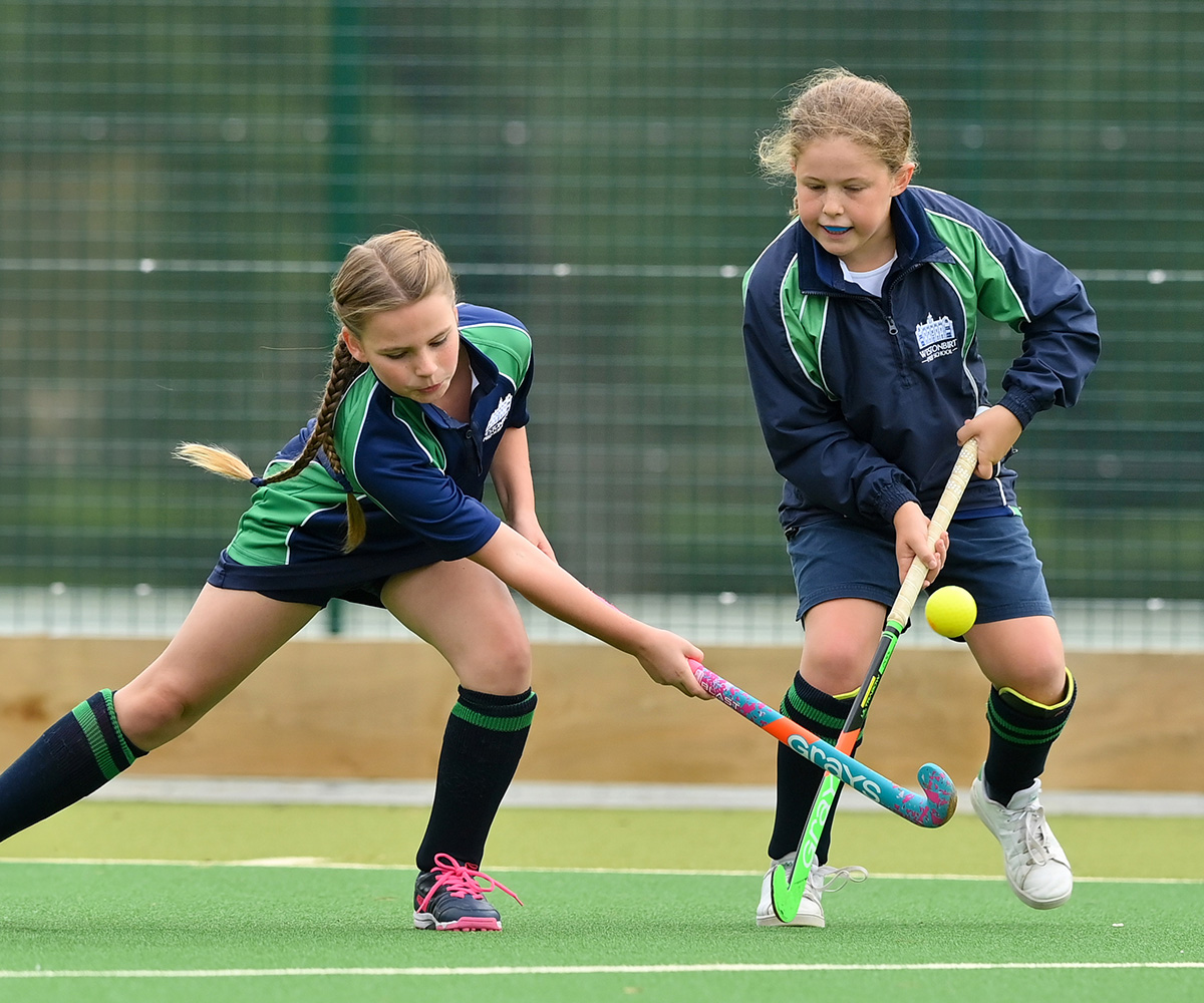 Two pupils take part in a PE lesson at Westonbirt Prep School